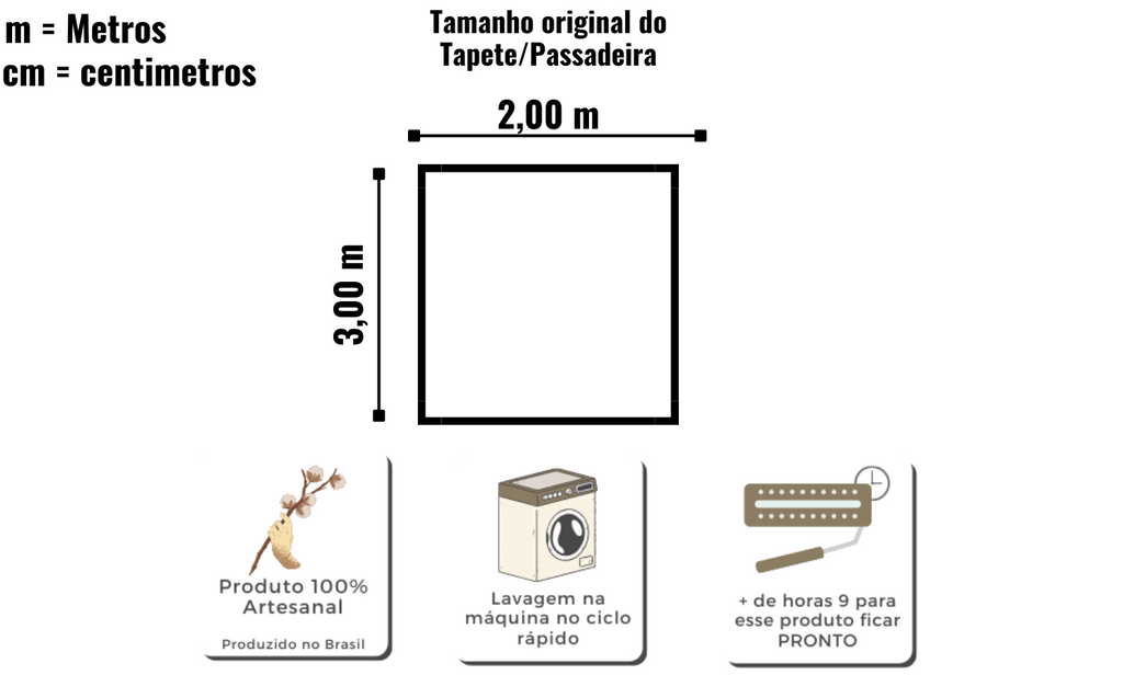 Alfombra de algodón Cru Lines 2,00X3,00