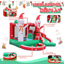 Castillo inflable con temática navideña