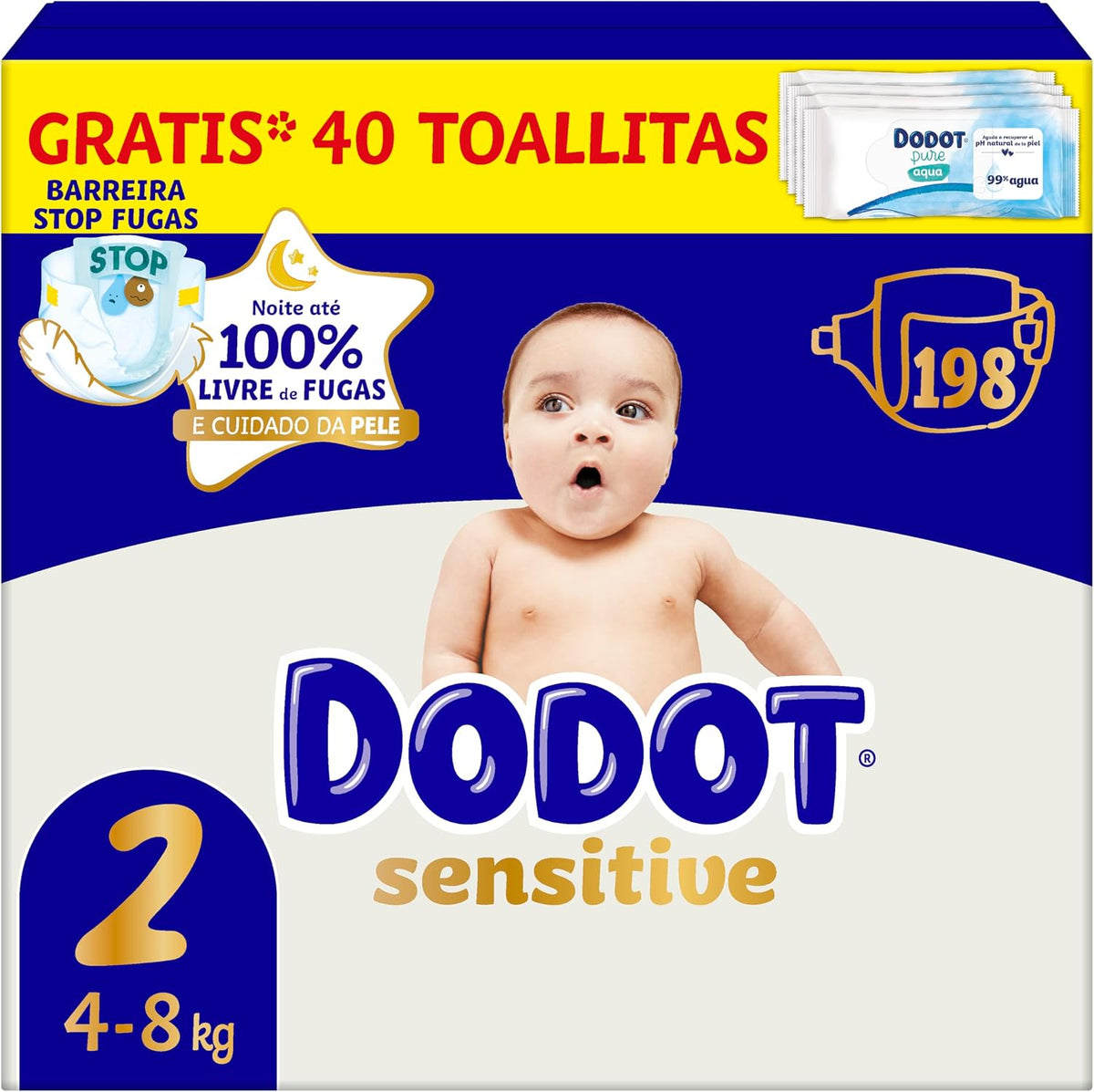 (516 Pañales + 2.592 Toallitas) Mega Pack Familiar Dodot Sensitive + Pure Aqua